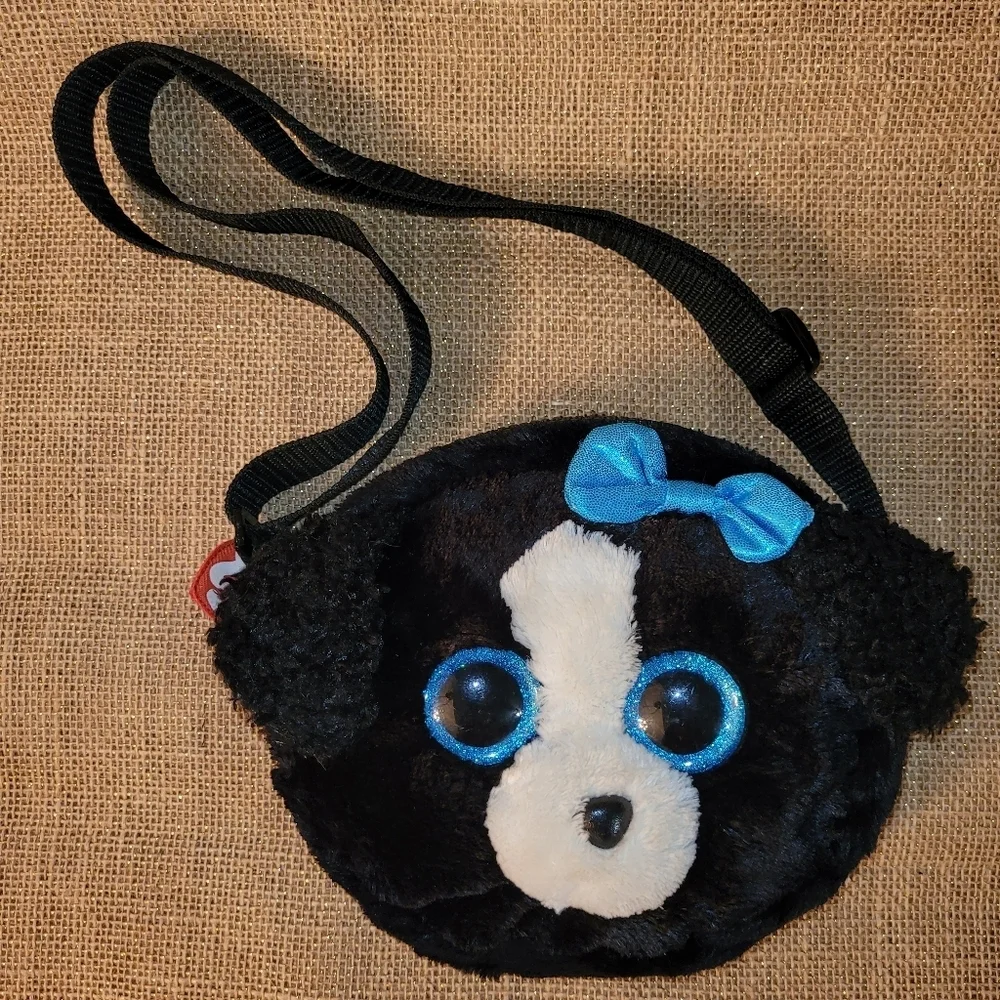 Ty Gear Collection Tracey The Black Dog Shoulder Bag Purse Stuffed Plush Sparkle
